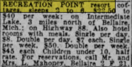 Recreation Point Resort - Jul 1953 Ad (newer photo)